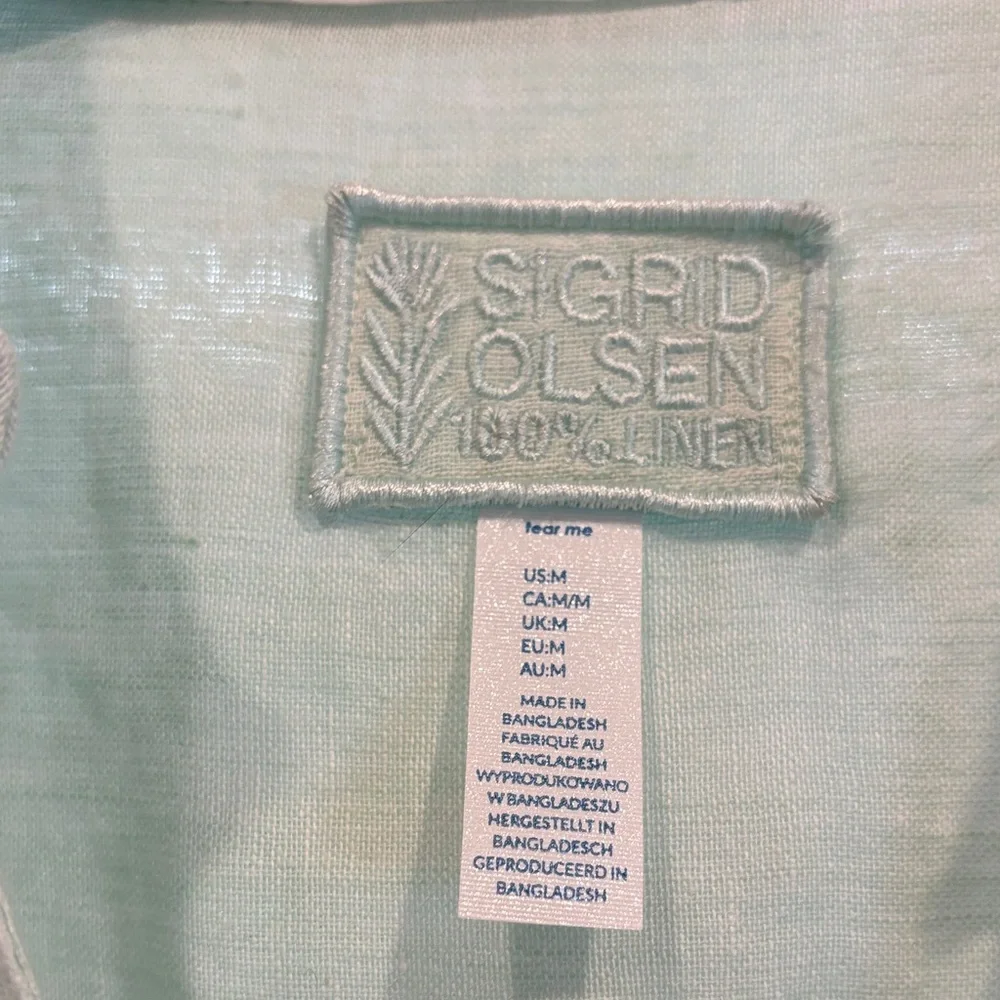 Sigrid Olsen Pale Green Linen Top, M - Picture 2 of 7